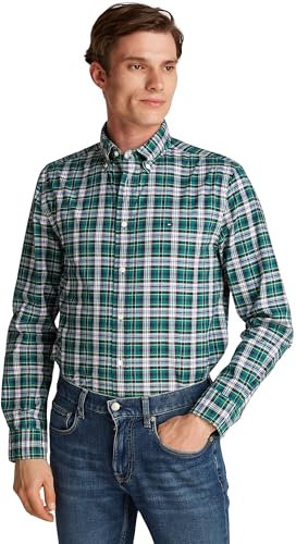 Tommy Hilfiger Herren Hemd Flex Poplin Plaid Regular Fit, Mehrfarbig (Nouveau Green / Allover), M