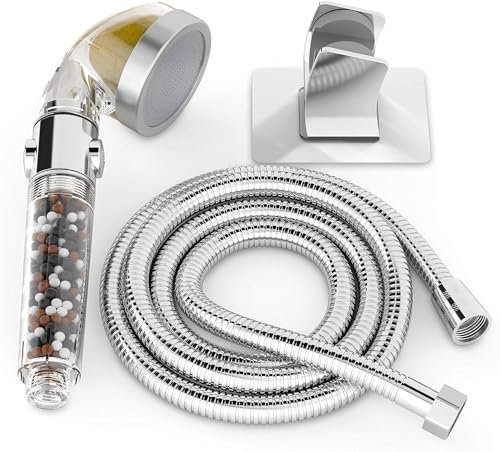pH REJUVENATE Vitamin C Shower Filter – Filtered Shower Head with Hose & Wall Bracket - Softens Hard Water – Increases Pressure While Saving Water – Easy Installation - Bath Filter