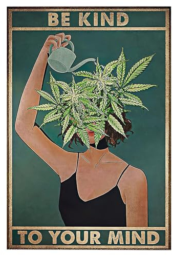 Nayyana Be Kind to Your Mind - Póster de pared vintage, estilo hippie, bohemio, regalo de aliento para mujeres, oficina en casa, dormitorio, sala de estar, decoración de pared, estilo 2