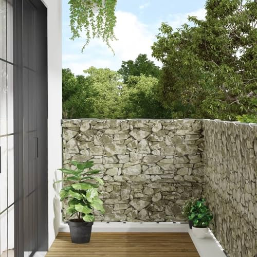 Xichuzi Garten-Sichtschutz Steinoptik Grau 400x120 cm PVC, Zaun Sichtschutz, Sichtschutzstreifen, Balkon Sichtschutz, Zaun Garten, Balkonsichtschutz, Balkon Zubehör - 4005533