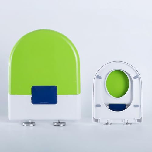 Wttfc SièGe De Toilette Familial,Abattant WC avec Reducteur Enfant,Lunette De Toilette Forme D pour Adulte & Enfant,36 * 45cm,CharnièRe RéGlable à 360°,Couleur Plastique,Vert