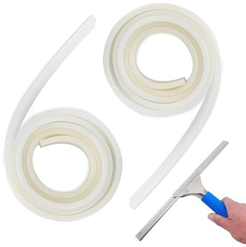 WeddHuis 2 pièces Raclette, caoutchouc souple, lèvres en silicone remplaçables et découpables, Kit Nettoyage Vitre, Accessoire de Remplacement pour Raclette de Fenêtre, Le Verre (105 cm)