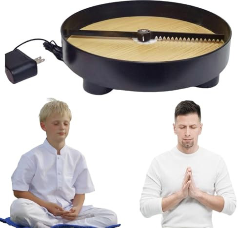 QINPI Bac à Sable électrique de méditation 11,8 Pouces, Plateau à Sable Rotatif Automatique, Vitesse 3 Tours/Minute, avec Sable Blanc*1, Paysage de Sable décoratif, pour Adultes, Jardin Zen, Bureau