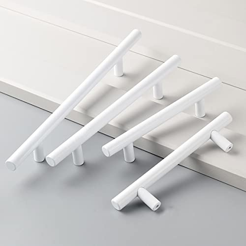 BOOLSFMAM 2 maniglie per mobili, Ø 12 mm, 160 mm, maniglie a T, per armadi, cassetti, colore bianco chiaro