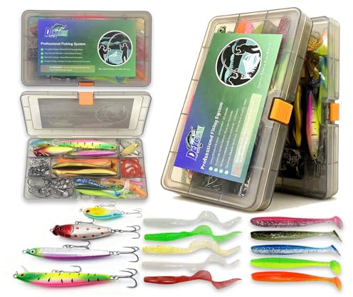 DEKESIN Small Tackle Box Starter Kit - 75pcs Fishing Lure Set for Bass