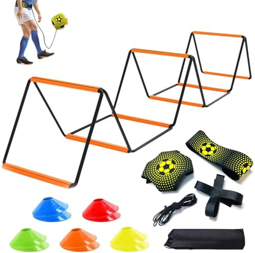 bangminda Fotboll träningstillbehör multifunktionell koordinationsstege med 10 hattar och fotboll kick tränare agility stege kit fotboll träningsset