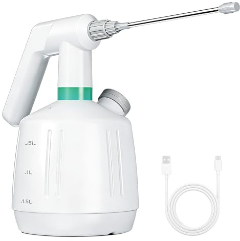Pulverizador a presión eléctrico de 2 l, pulverizador a presión con batería con tubo de pulverización largo, jeringa de jardín para plantas, botella pulverizadora para plantas con niebla fina y modo