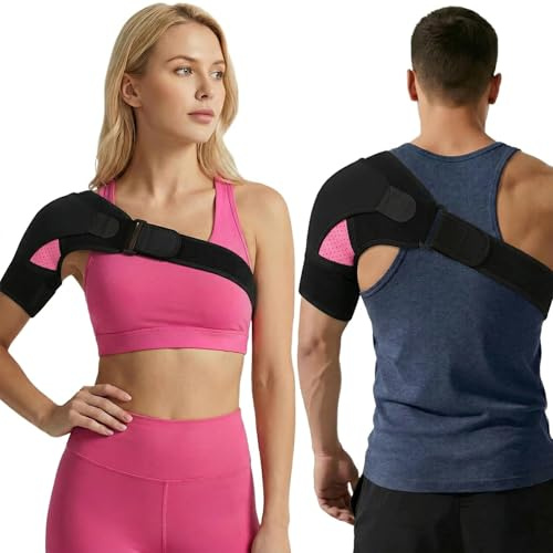 Hombrera Deportiva Ajustable para Alivio del Dolor y Estabilidad, Soporte de Hombro para Hombre y Mujer (31-55 Pulgadas), Protector de Hombro para Lesiones y Manguito Rotador, Color Rosa Fucsia