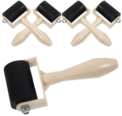 MAGICLULU Rodillo de Pegamento para Pintar 5 Piezas de Goma y Plástico Agarre Cómodo para Manualidades y Estampado en Printmaking