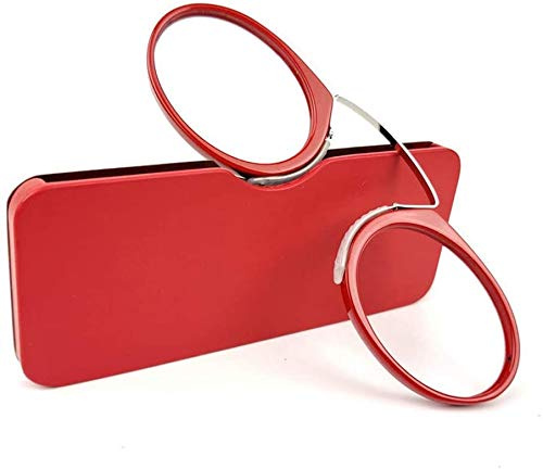 KoKoBin Läsglasögon Ultralätt Mini Nässpärr Glasögon som inte bärs Antislida Herr Dam - Röd +3.0