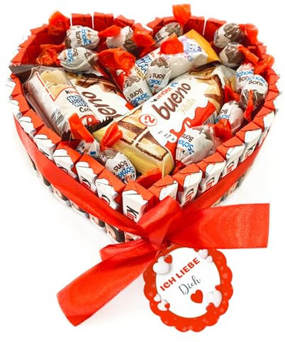 Onza Cesto Natalizio Kinder Bueno Regalo uomo donna - Calza Befana Kinder da regalare per Natale - Assortimento di Cioccolatini Natalizi, Happy Hippo, Schokobons, Cards
