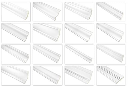 HEXIM Stuckleisten glatt PU Polyurethane Stuck Dekorbau für Wand und Decke | 2 Meter FH9050 90x97mm Restposten | Deckenprofil Flachleiste