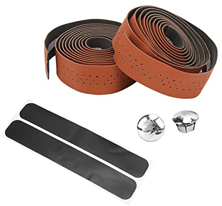 BuyWeek Cykelstyreband, 1 par vattentätt mountainbikestyreband PU-läder halkfritt racercykel styrband (brun)