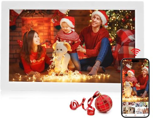 Yontwe Digitaler Fotorahmen 15.6 Zoll WiFi digitaler Bilderrahmen 1920 * 1080 Hochauflösender Foto-/Musik-/Video-Player Intelligenter digitaler Bilderrahmen Teilen Sie Fotos/Videos sofort