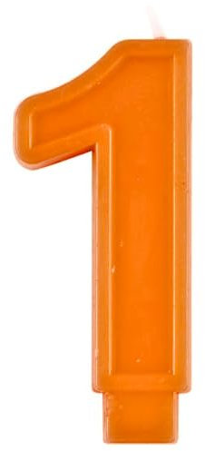 Unique 11791 - Birthday Candle - 9 cm - Raised Border Shape - Number 1 - Orange Colour - 1 Count (Pack of 1)
