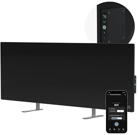 AENO Infrared Heater - With Thermostat - 700 Watt Energy Saving Panel Electric Heater - Smart Wall Mount or Freestanding Space Heater For Indoor with WiFi, Reddot Winner 2023, Black