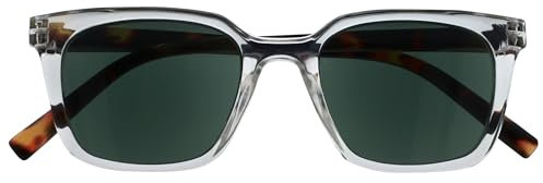 OPULIZE KOI Lunettes de Lecture Solaire - Large Monture Rectangulaire - Verre Teinté UV400 - Transparent - Hommes Femmes - Charnières à Ressorts - S50-C - +2.50