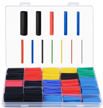 Adiwo Tubo Termoretractil para Cables, 800 Pcs 2: 1 Tubo Termorretráctil Industrial, 12 Tamaños 5 Colores Kit de Tubo Termorretráctil con Caja, Funda Termoretractil, para Protección el Cable