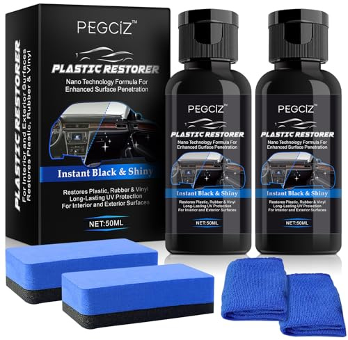 Car Plastic Restorer 100ML Plastic Revitalizing Coating Agent Back To Black Nano Plastic Refreshing Coating Prevents Drying Aging Car Plastic Parts Retreading Agent Interior Cleaning Agent (2PCS)