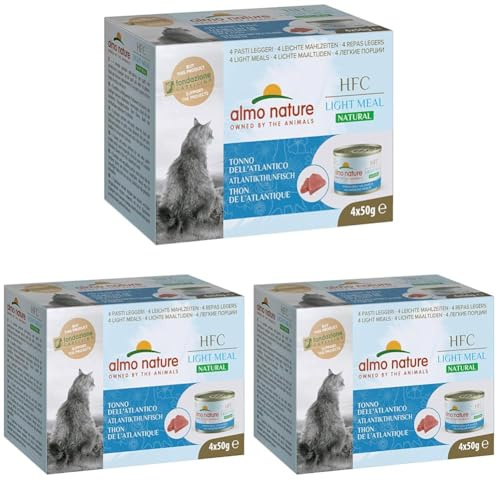 Almo Nature HFC Natural Light Meal Nourriture pour Chats Adultes – Thon Atlantique 50 g x 4 pièces, 200 g (Lot de 3)