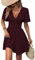 LIAMERHE Vestido Manga Corta Mujer Casual Verano Vestidos Cuello en V Vestido Floral Elegante Vestido Largo hasta la Rodilla Mangas Mariposa Vestido Fucsia M