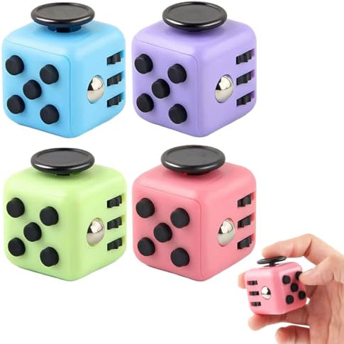 HAMKU 4 Stück Fidget Cube,Anti Stess Würfel,Stresswürfel 'Spielzeug' Zum Stressaubbau Bei Nervösität Für Alle Altersklassen In Schwarz