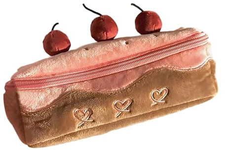 TERNCOEW Federmäppchen in Obstkuchenform mit Reißverschluss, großes Fassungsvermögen, Schülerbeutel für Schulbedarf, geräumiges Obst-Federmäppchen, D