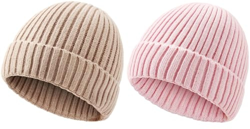DRESHOW Baby-Och Småbarnsmössa Vintermössor för Barn Mjuk Stickad Unisexmössa för Pojkar Och Flickor Varma Mössor för Barn i Aldern 3-24 Månader