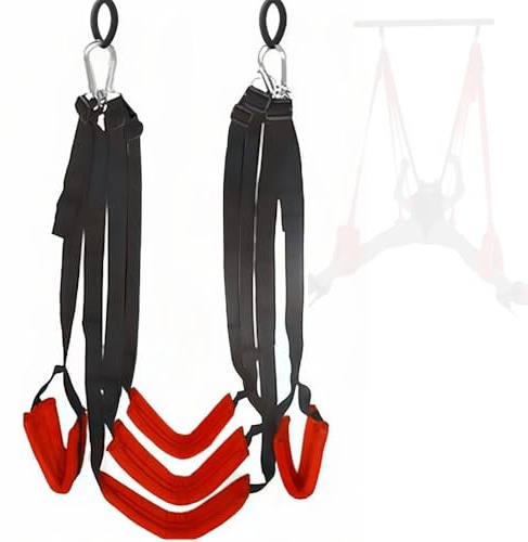 Kit de suspension avec sangle de yoga en nylon noir et rouge, longueur réglable pour les mains et les jambes, adapté au yoga et aux étirements musculaires