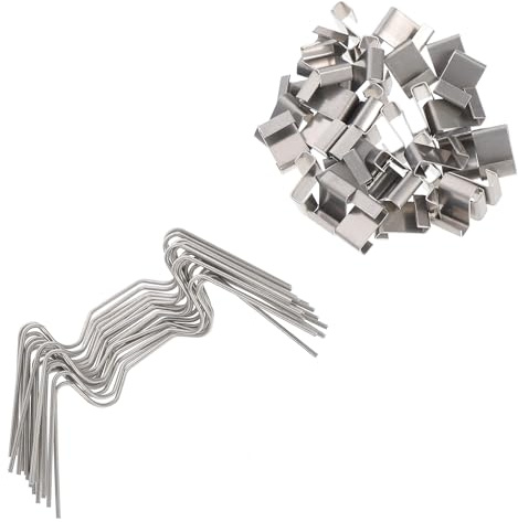 Yardenfun Clip de Fijación para Invernadero Tipo W y Clip Superpuesto Z de Acero Inoxidable, 100 Unidades para Paneles de Vidrio, Resistente Corrosión, Accesorios para Estructura de Jardín