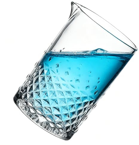 FIXOSHEE Kristallblandningsglas för Drycker med Tjock Botten Professionellt Cocktailrörglas med Utskuret Mönster Stabilt och Elegant Blandningsglas för Bar och Hembruk Present