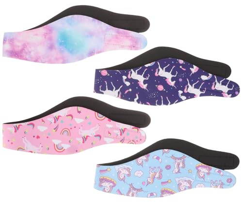 minkissy Bandas Cabeza de Natación para Mujeres y Hombres, Diademas de Sbr Impermeables y Cómodas para Protección Auditiva en Natación y Ducha, Paquete de 4 Piezas