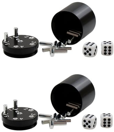 BestSaller SUPER SIX Würfelspiel Aluminum, Farbe:schwarz (2 Stück)