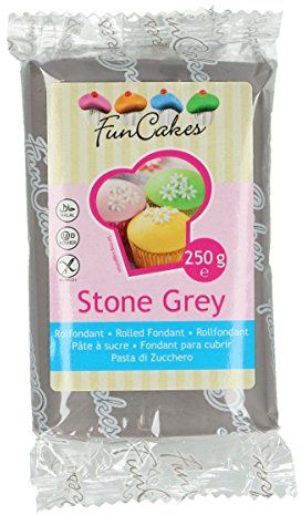 FunCakes Pâte à Sucre Stone Gris Facile à Utiliser Lisse Flexible Doux Décoration de Gâteaux Halal Casher sans Gluten 270 g