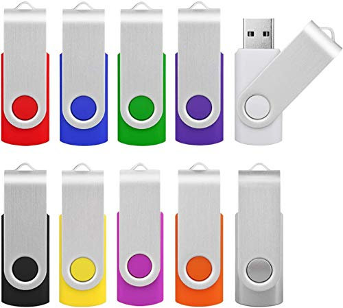 KOOTION Chiavetta USB, 10 Pezzi USB 3.0 Pendrive 16GB Piccolo e Leggero Pennetta USB Set con Coperchio in Metallo Girevole a 360° Penna 16G Para Ordenador/TV/Coche/Player, ect