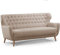 CAVADORE Dreisitzer-Sofa Abby / Klassisches Polstersofa mit Knopfverzierung / 183 x 89 x 88 / Strukturstoff, beige