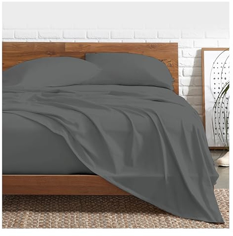 Funky Gadgets Sábana Encimera Tamaño King, Carbón - Sábanas de Cama 100% Algodón Egipcio, 300 Hilos Calidad de Hotel de Lujo, Sábanas de Algodón Transpirables, Ropa de Cama y Sábanas Encimeras Sin