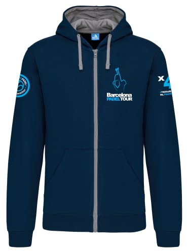 Barcelona Padel Tour - Sudadera con Capucha y Cremallera con Logo Hombre - Chaqueta de Deporte con Estampación de Pádel - Ropa Deportiva de Algodón L