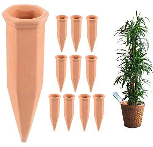 EXLECO 10er Tonkegel Bewässerung Pflanzen Bewässerungskugel Pflanzen Wasserspender Ton Automatische Bewässerung Zimmerpflanzen Gießkegel Bewässerungssystem Ballbrause für Zimmerpflanzen Balkonkästen