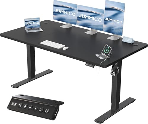 JUMMICO Höhenverstellbarer Schreibtisch 160 x 70 cm, USB-A-Anschluss