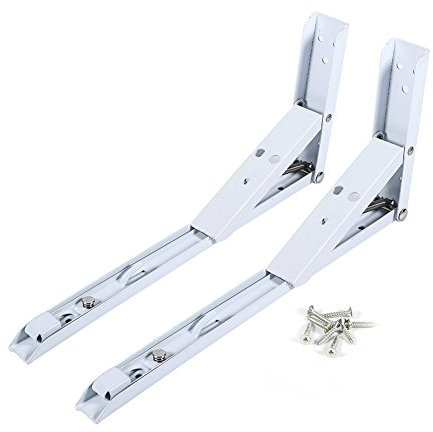 Gavigain 2PCS klappbare Regalstützen, milchweiße dreieckige klappbare Winkelhalterung für die Wandmontage mit 8 Schrauben zum Platzsparen (12 Zoll)