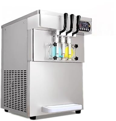 WAOCEO Máquina para Hacer Helados Máquina de Helado Comercial Vertical de Cuerpo Transparente, Tienda de té de la Leche, máquina de Helado de Cono Dulce Suave de 3 Colores Maquina de Helados