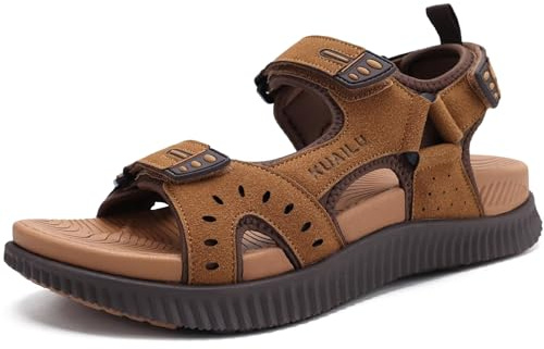 KuaiLu Sandales de Randonnée Hommes Confortable Orthopédique Récupération Trekking Sandals avec Soutien de Voûte Plantaire Extérieur Été Casual Plage Épais Coussin Sport Chaussures, EU 41 Kaki