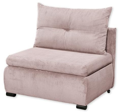 CHARLIE Bequemes Schlafsofa mit Bettkasten in Cord-Optik, Flamingo - Kompaktes Sofa mit Schlaffunktion - 103 x 75/90/92 x 83 cm (B/H/T)