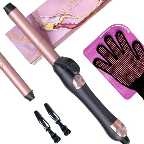 LANDOT Automatic Hair Curler with Clamp | Rotating Curling Wand & Tongs | 25mm Barrel for Tangle-Free Curls | 6 Temp & Anti-Scald Design | for All Hair Types & Beginners
