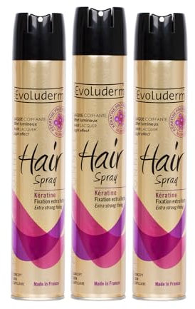 EVOLUDERM – Laque Coiffante Fixation Extra-Forte – 300 ml – Fabrication Française - Lot de 3 x 300 ml