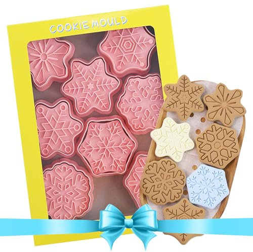 Lot de 8 emporte-pièces de Noël 3D, flocons de neige, emporte-pièces de Noël, emporte-pièces pour fondant de Noël