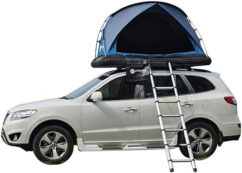 Unistrengh Tienda de Techo para Coche 2 Personas, Tienda de Campaña para Coche Hinchable con Bomba, Escalera Telescópica, Bolsa de Zapatos y Kit de Reparación, Viaje Inflable (Azul)