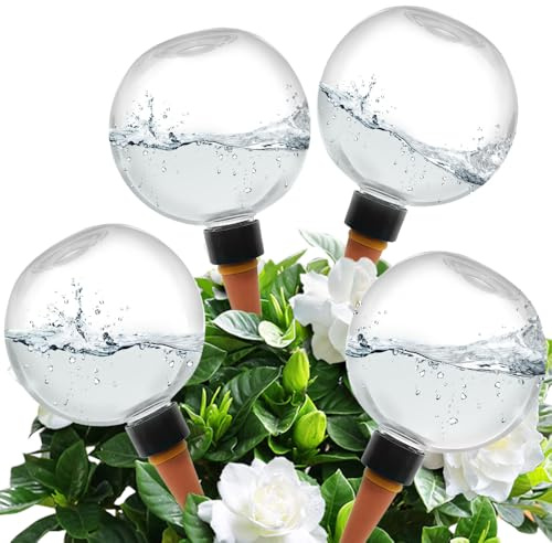 4PCS Plant Watering Globes, Self Watering Plant Spikes, 500ML Transparent Plant Watering Devices, Vacation Automatic Plant Waterer Bulbs - Slow Watering System, for Outdoor, Indoor