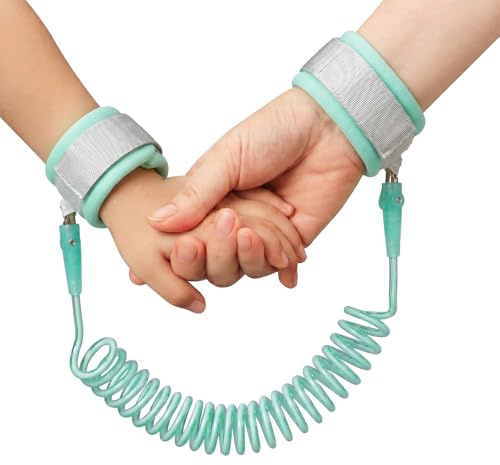 WUMZIRA Pulsera Niños Antiperdida 2M, Correa de Seguridad para Niños con Rotación de 360 Grados, Arnés de Seguridad Bebé Ajustable y Resistente para Paseos al Aire Libre, Verde